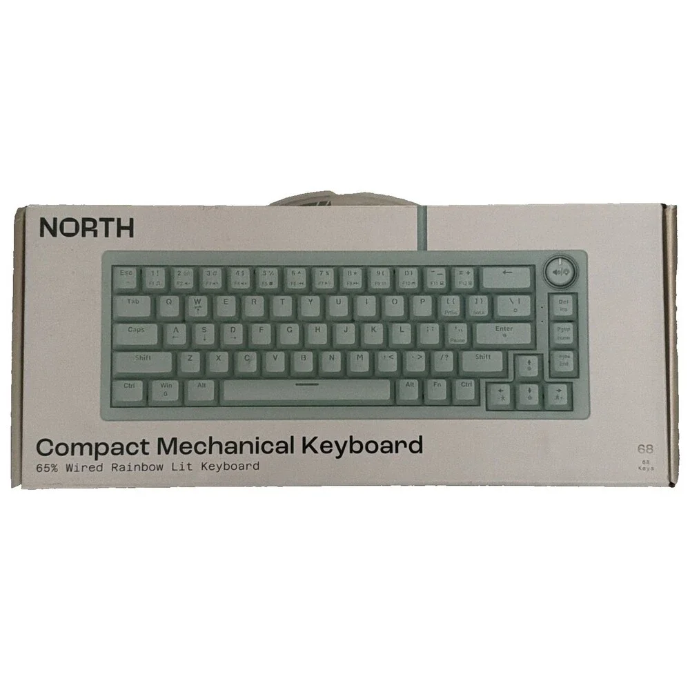 North Compact Mechanical Keyboard 65% Wired Rainbow Lit Keyboard - Turquoise